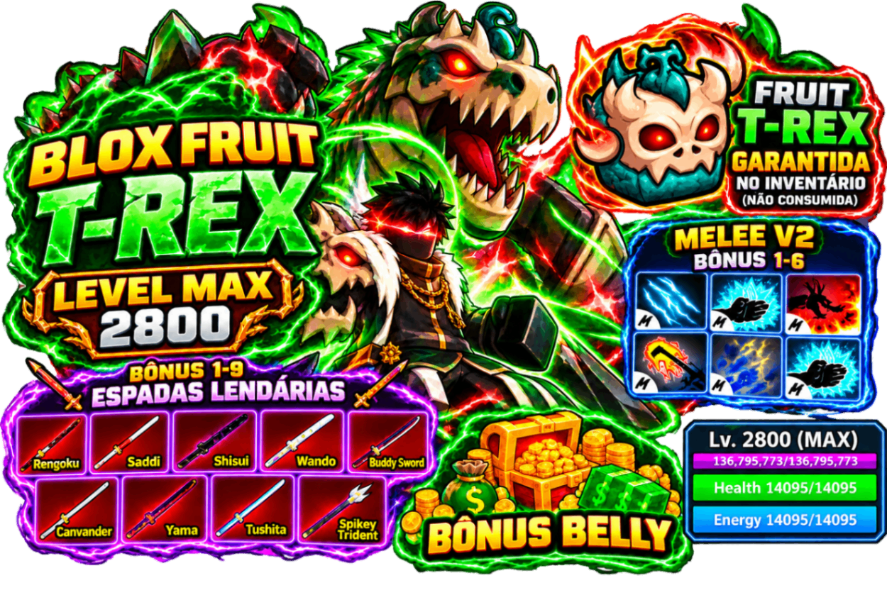 🦖 LVL 2800 + FRUTA T-REX GARANTIDA NO INVENTÁRIO